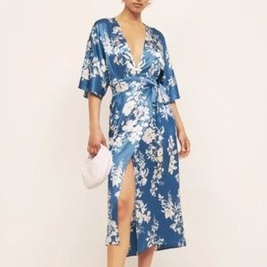 Reformation Blue Floral Midi Dress